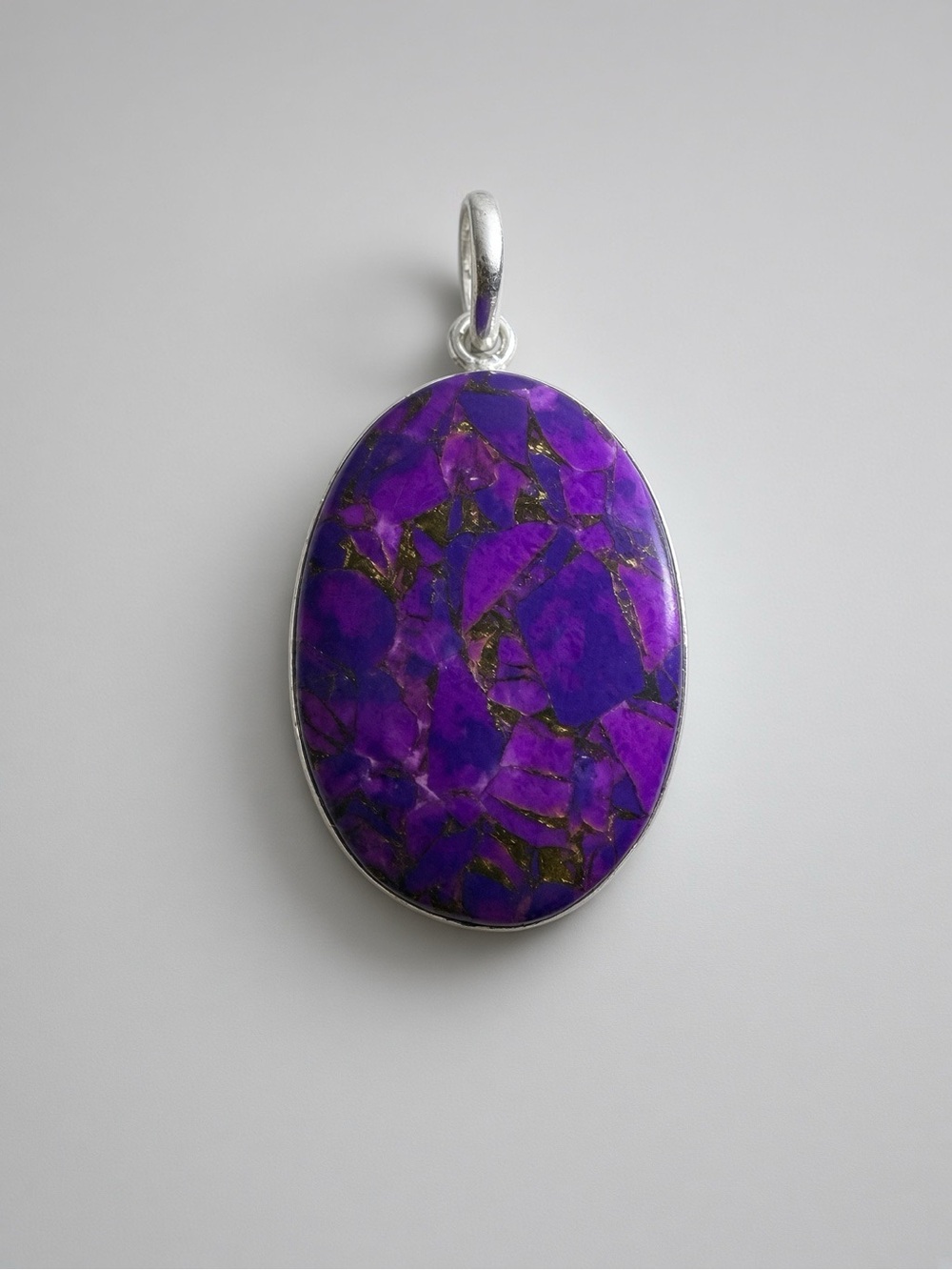 925 Sterling Purple Mohave Turquoise Cabochon Pendant